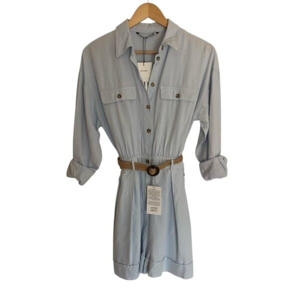 NWT Zara Linen Blend Belted Short Jumpsuit - Picture 1 of 4